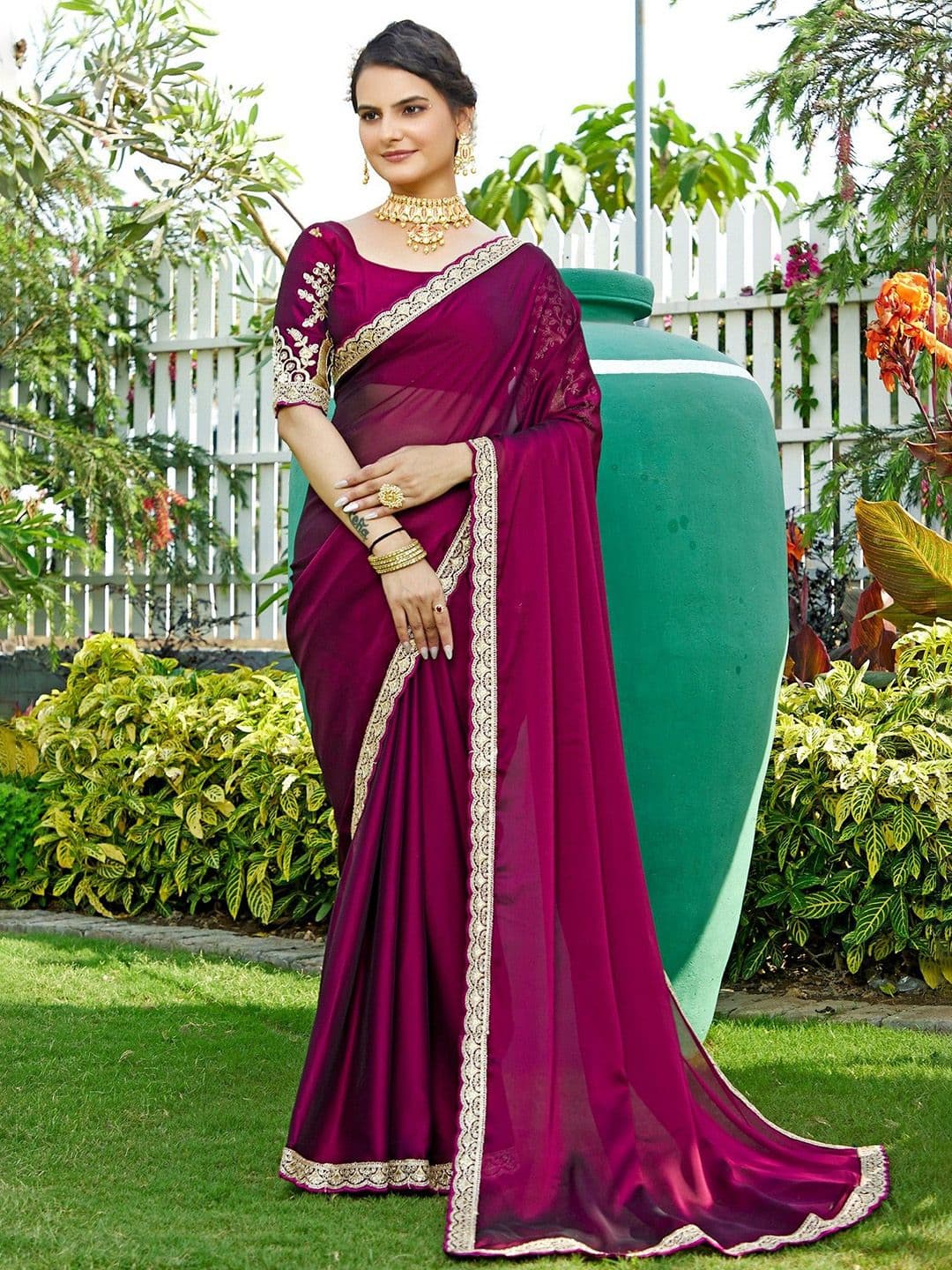 K 5 Fashion Pure Chiffon Saree - view 1