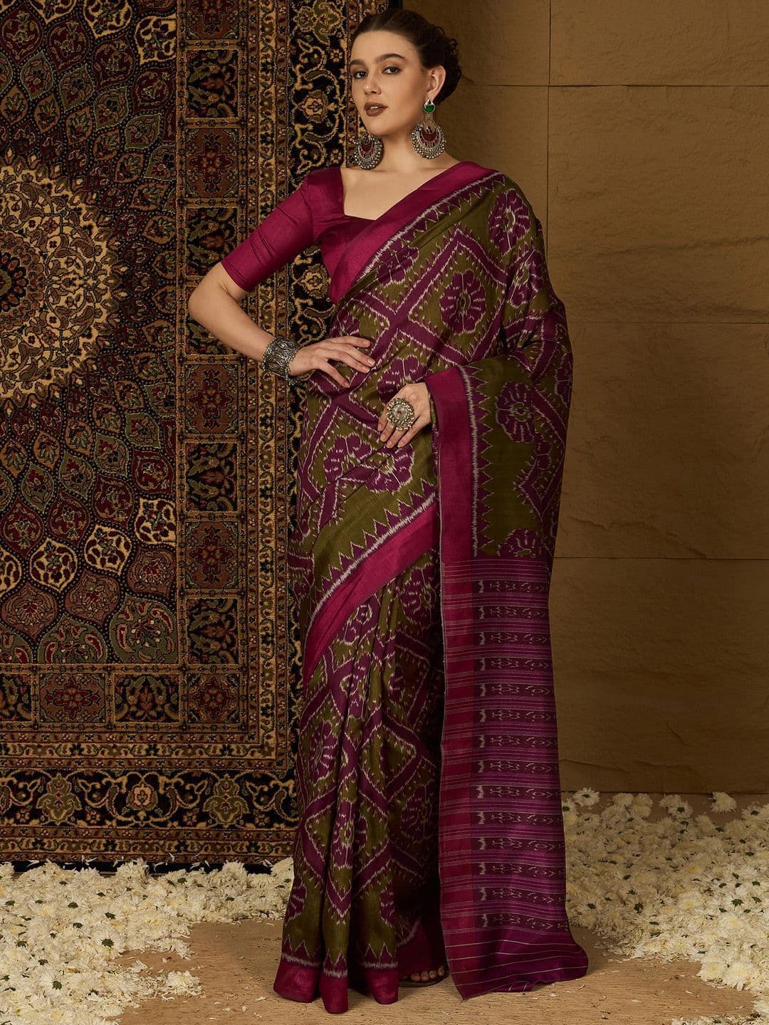 KALINI Ethnic Motifs Silk Cotton Designer Bhagalpuri Saree - view 1