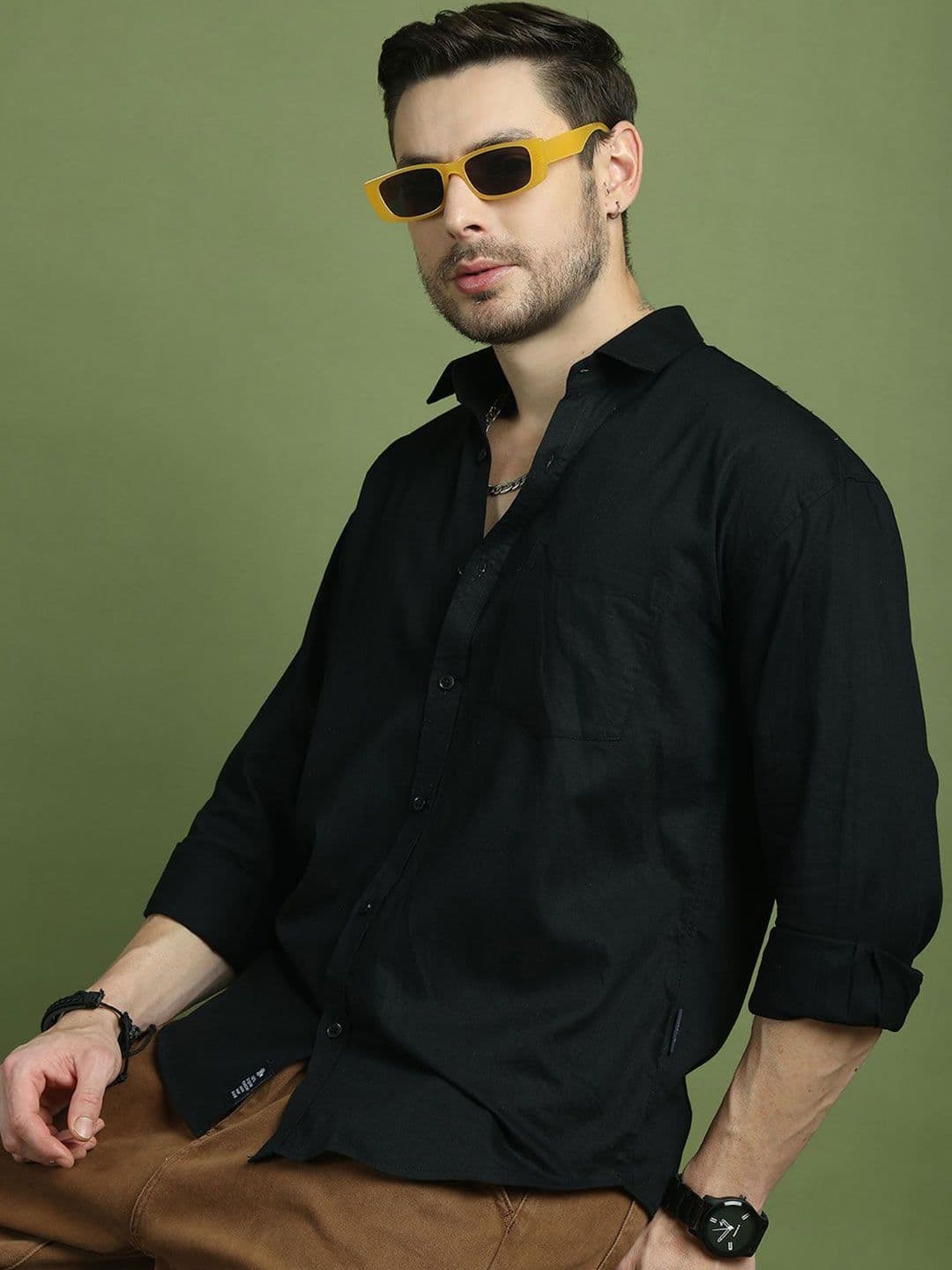 The Roadster Lifestyle Co. Men Solid Linen Casual Shirt - view 1