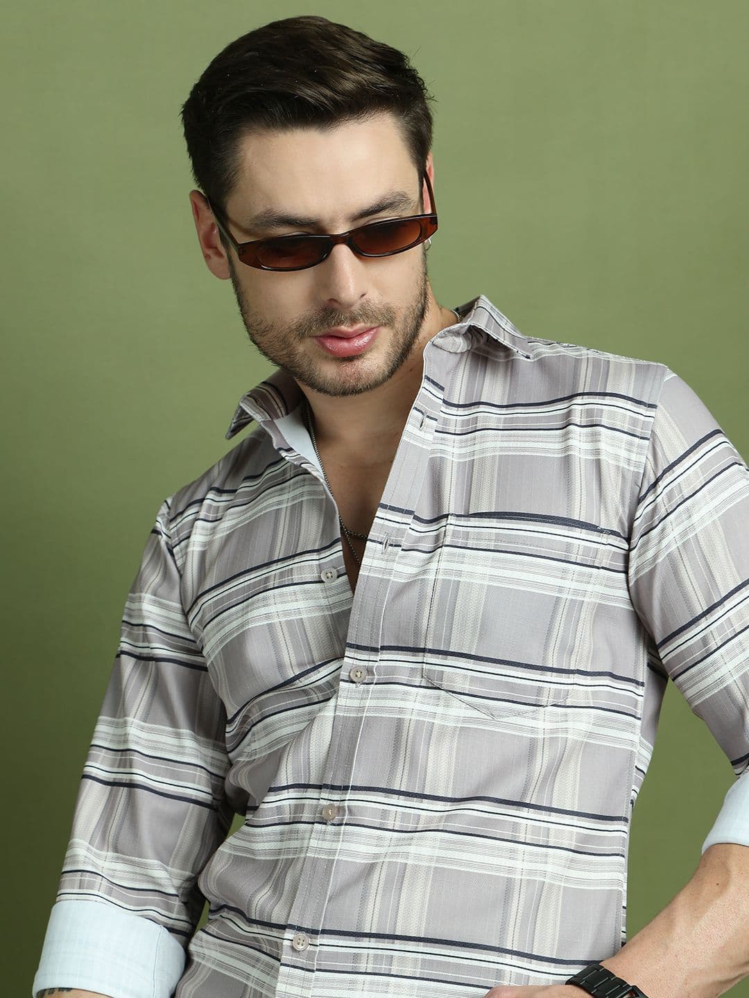The Roadster Lifestyle Co Tartan Checked Cotton Classic Casual Shirt - view 1