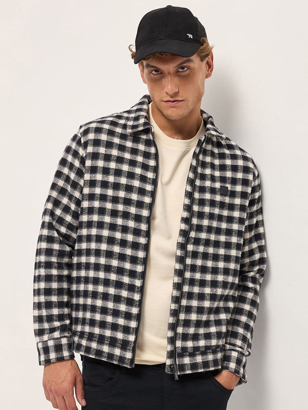 THE BEAR HOUSE Checked Pure Cotton Lightweight Outdoor Bomber Jacket - view 1