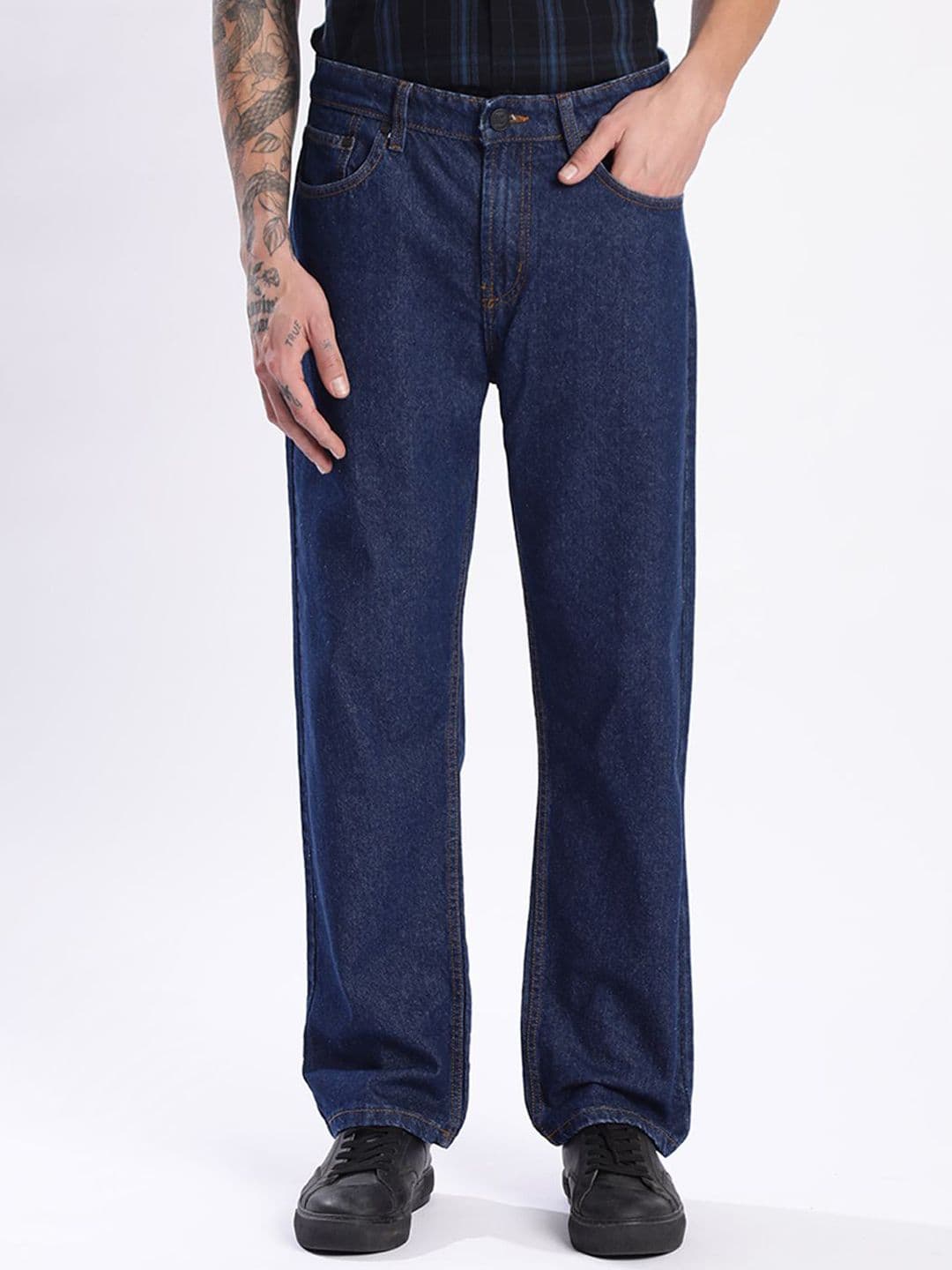 Bene Kleed Men Blue Straight Fit Mid-Rise Cotton Jeans - view 1