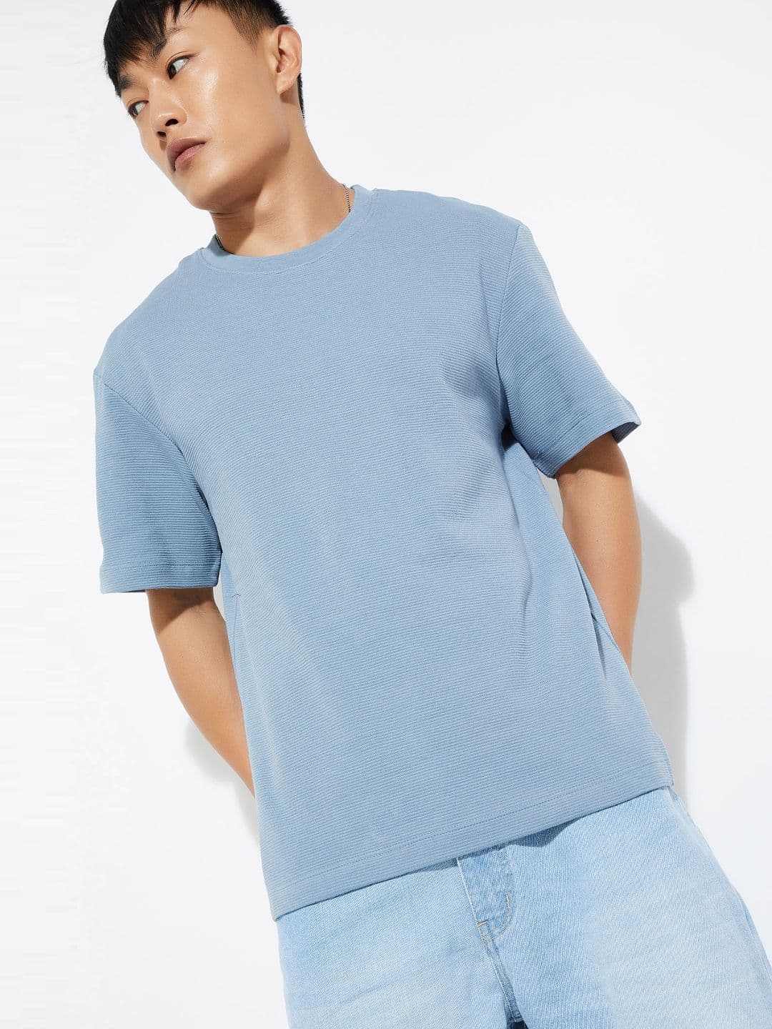 max Men Solid Round Neck Cotton Oversized T-shirt - view 1