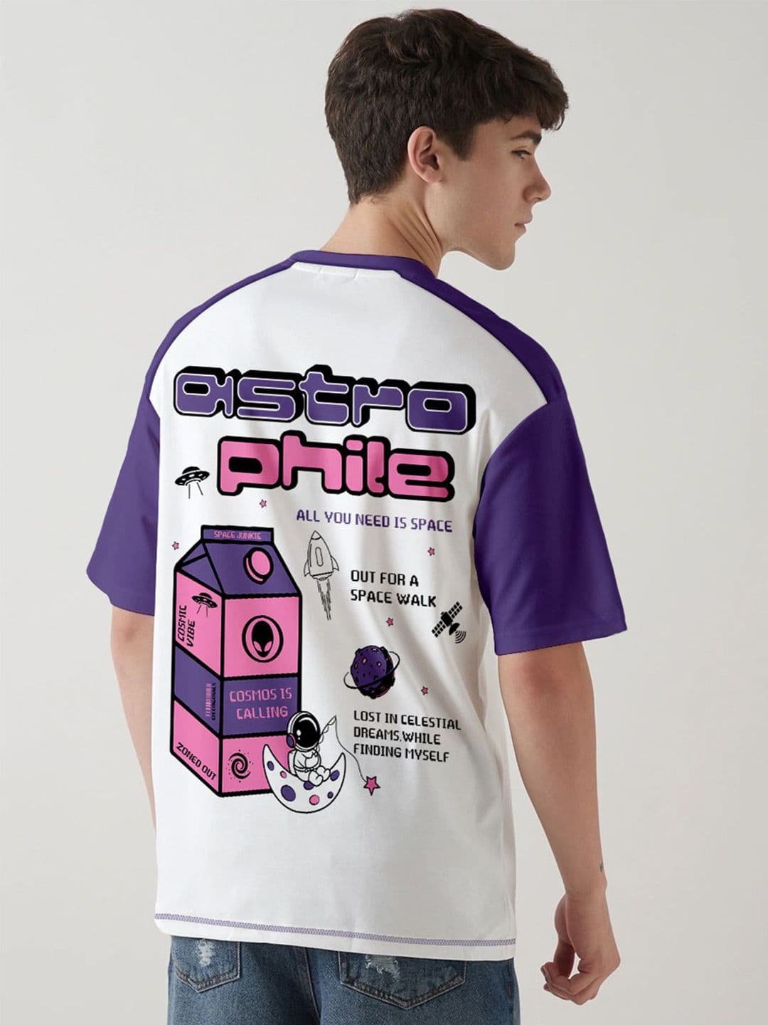 Crazymonk Men Astrophile Graphic Printed Oversized Cotton T-shirt - view 1