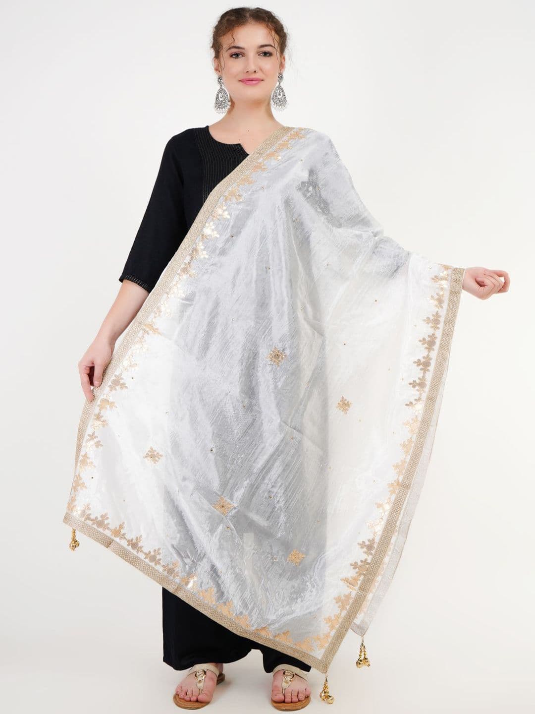 Karthav Fashion Floral Embroidered Thread Work Art Silk Dupatta - view 1