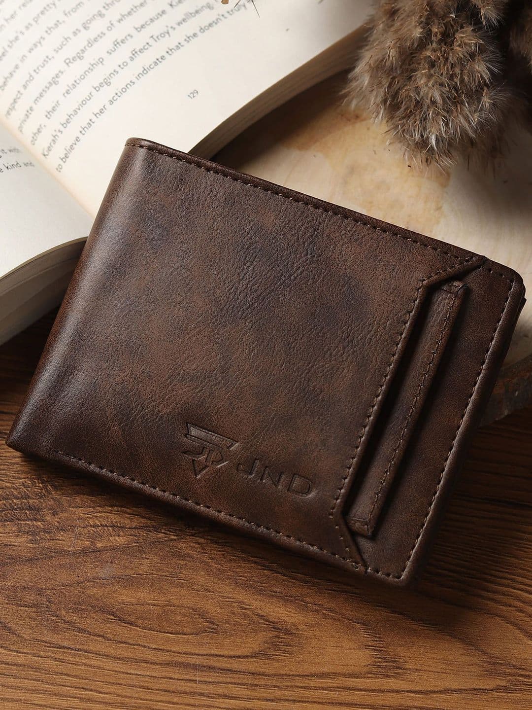 JND Men Abstract Textured PU Two Fold Wallet - view 1