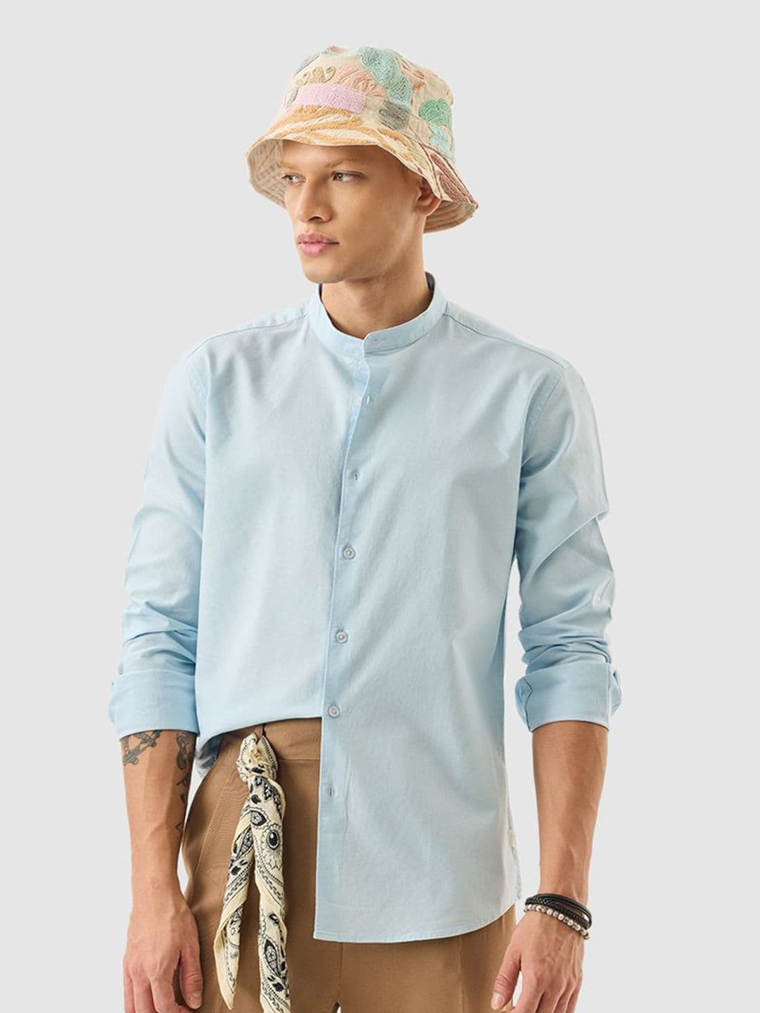 Snitch Men Slim Fit Light Blue Solid Shirt - view 1