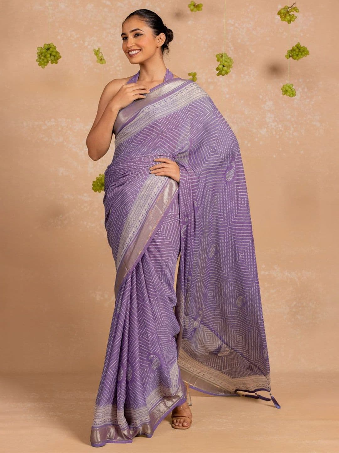 KALINI Bandhani Printed Zari Saree - view 1