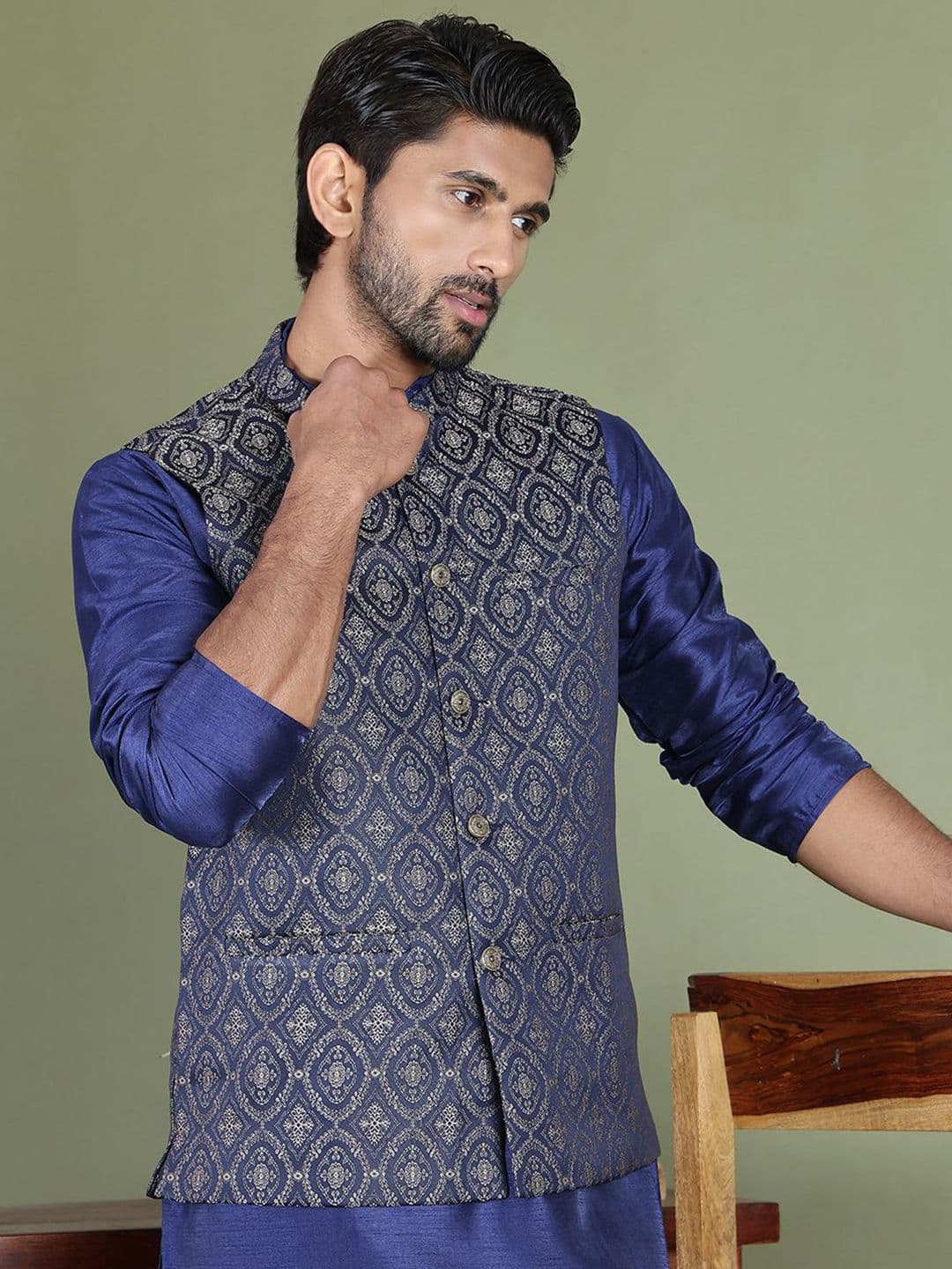 Jompers Men Woven Design Nehru Jacket - view 1