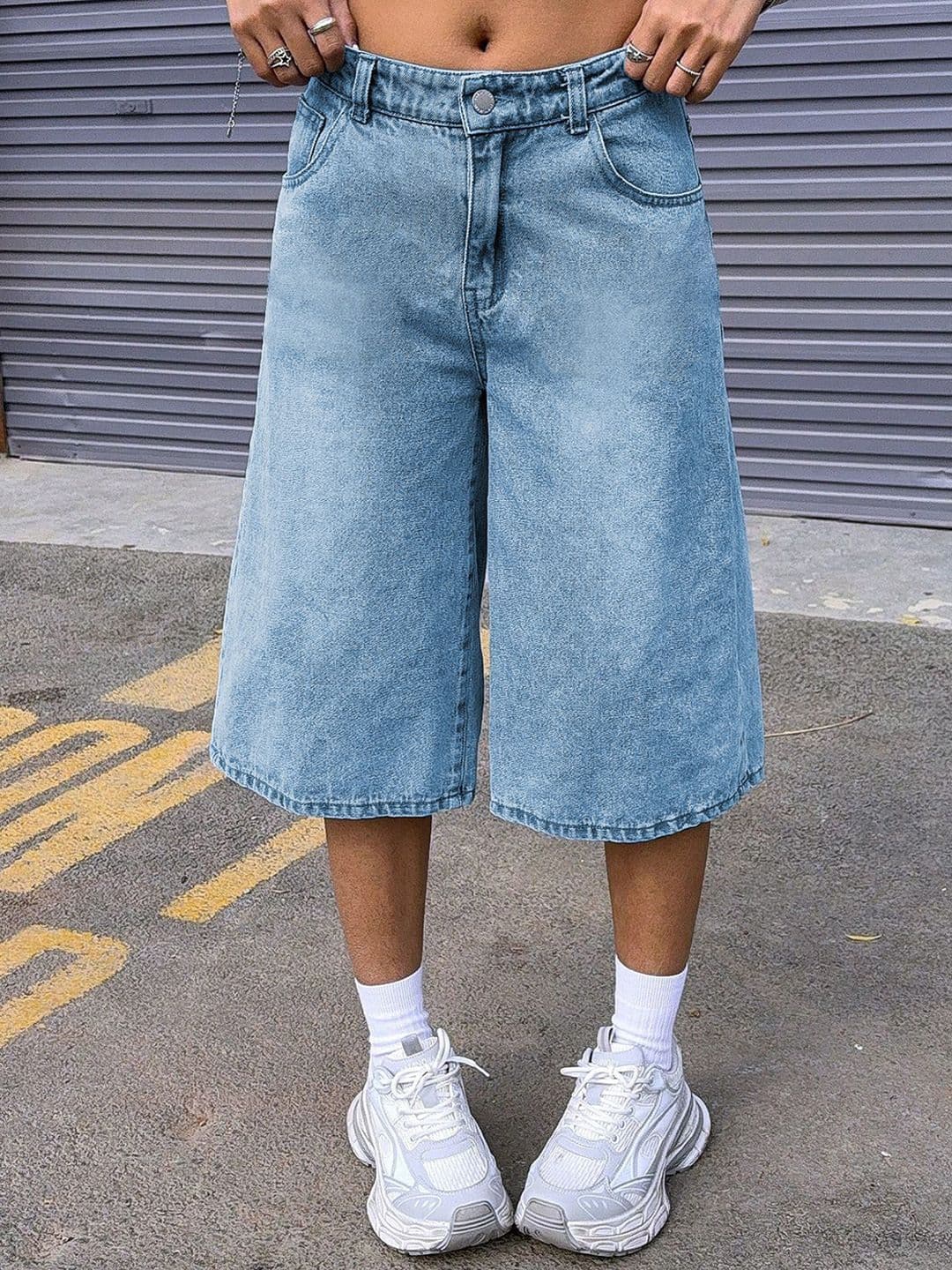 AAHWAN Women Loose Fit Below Knee Denim Shorts - view 1