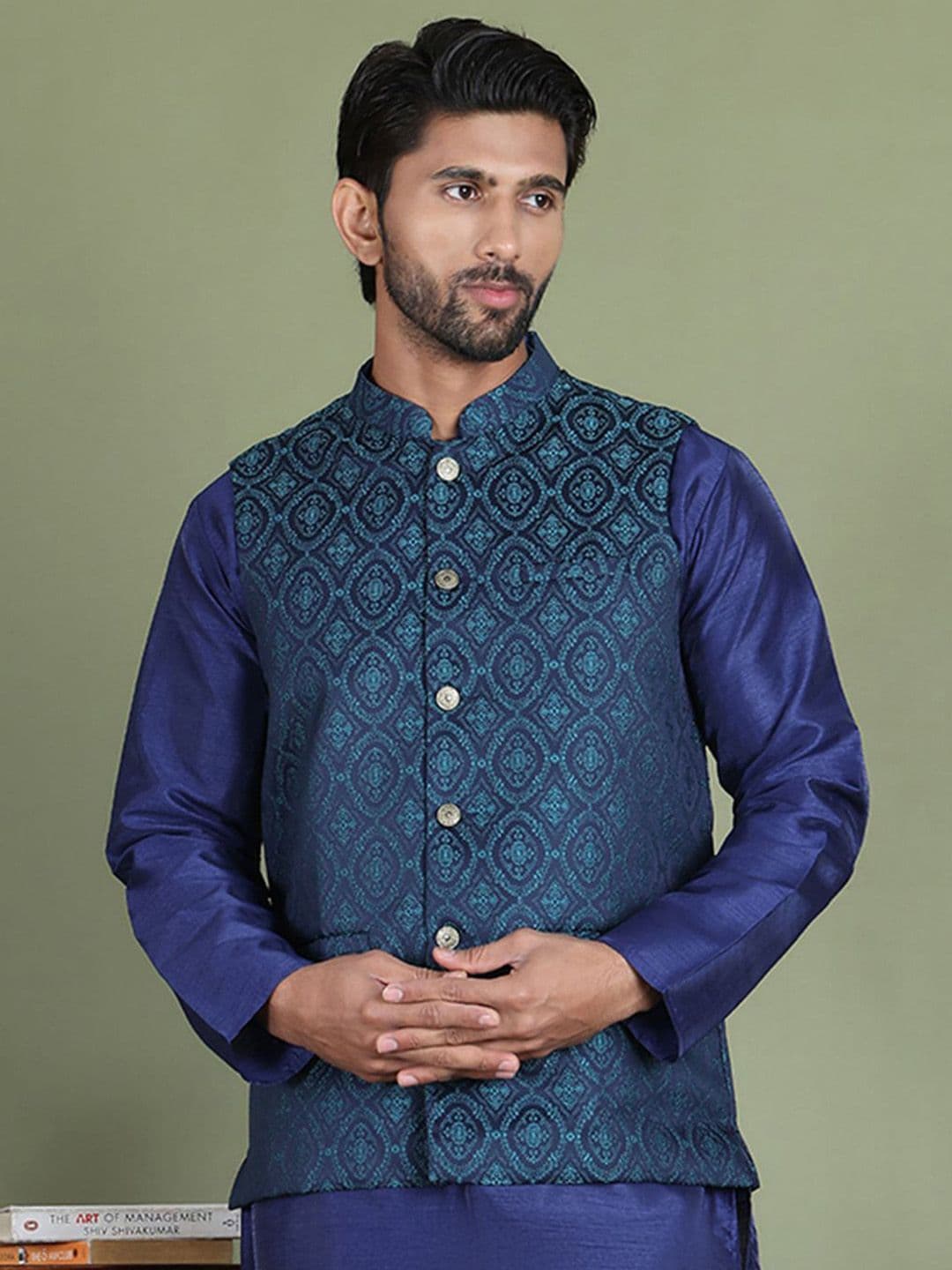 Jompers Men Woven Design Nehru Jacket - view 1