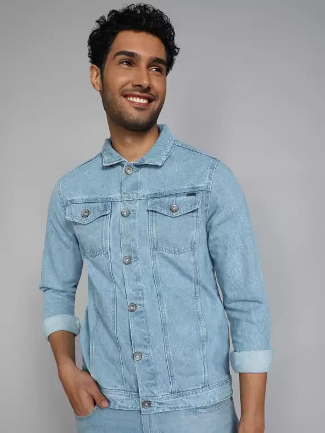 Moda Rapido Spread Collar Denim Jacket - view 1