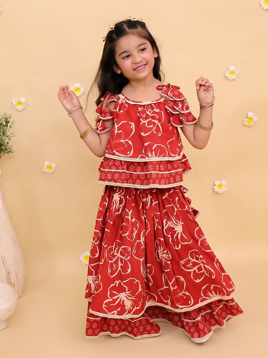 The Mom Store Girls Printed Cotton Ready to Wear Lehenga And Choli - view 1