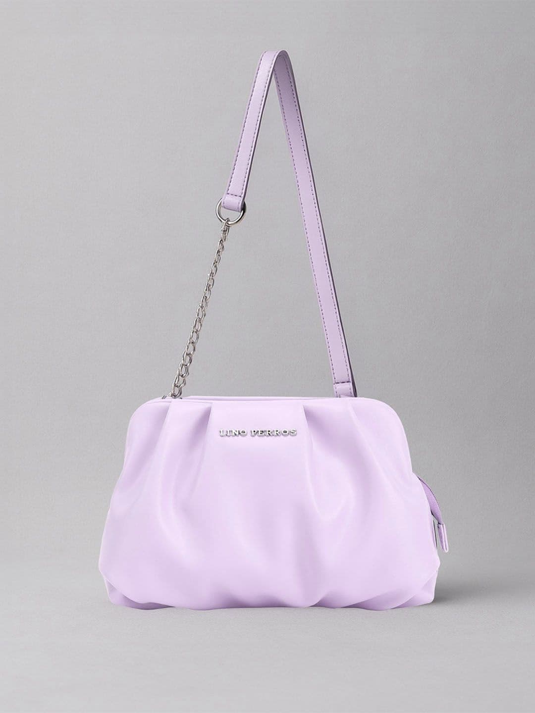 Lino Perros Lavender Solid Ruched Structured Shoulder Bag - view 1