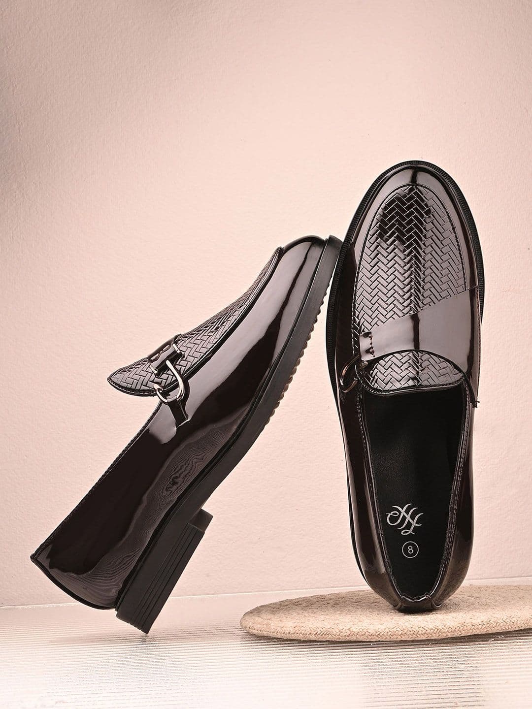 House of Pataudi Men Textured Slip-On Formal Loafers - view 1