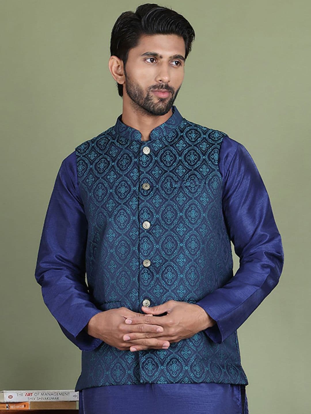 Jompers Men Woven Design Nehru Jackets - view 1