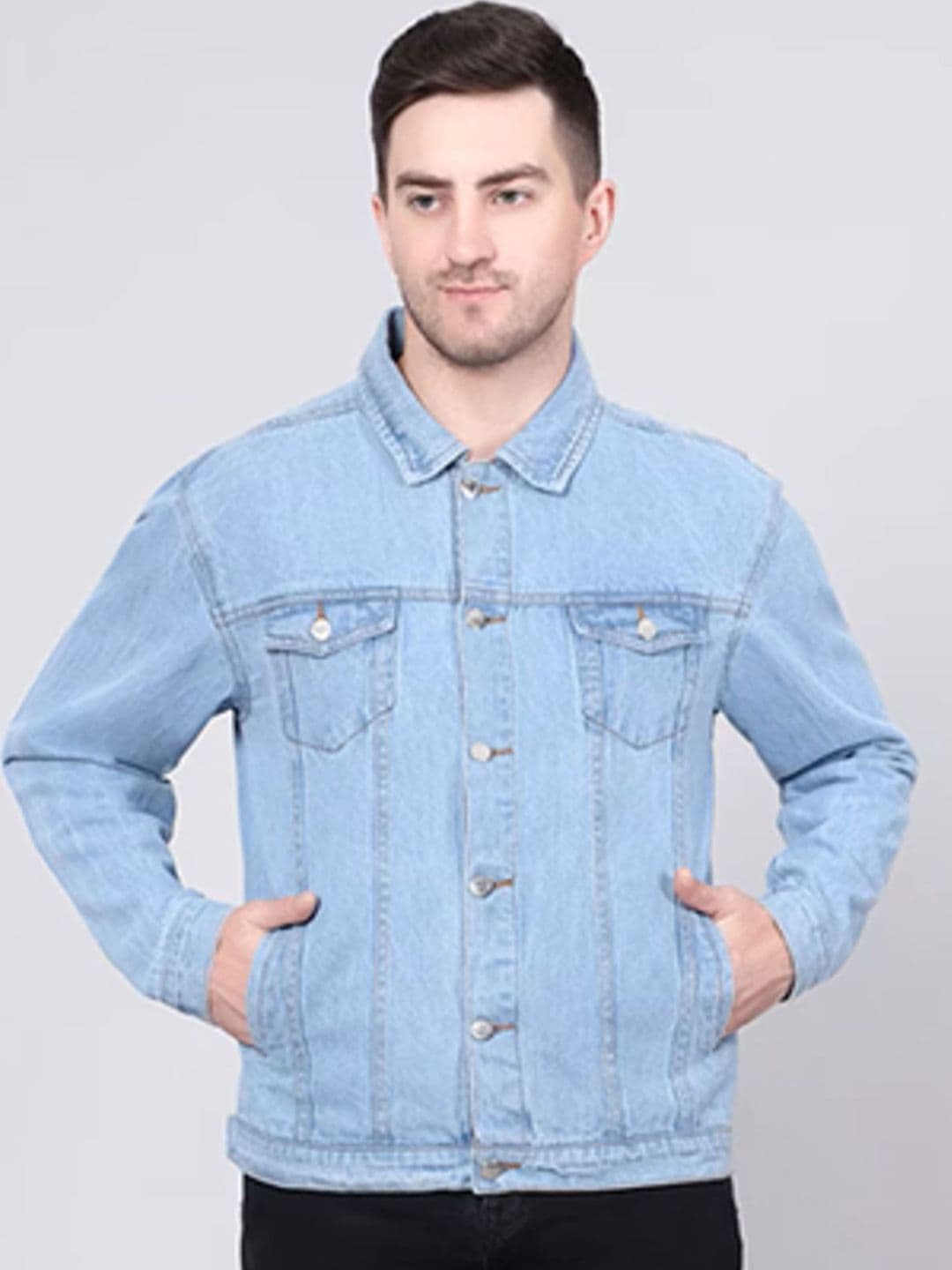 Moda Rapido Spread Collar Denim Jacket - view 1