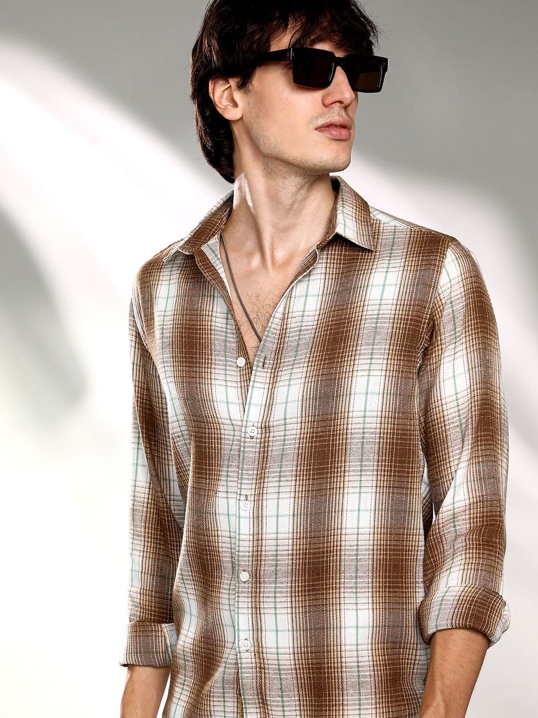 CAHOOT Men Comfort Fit Checked Spread Collar Cotton Casual Shirt - view 1