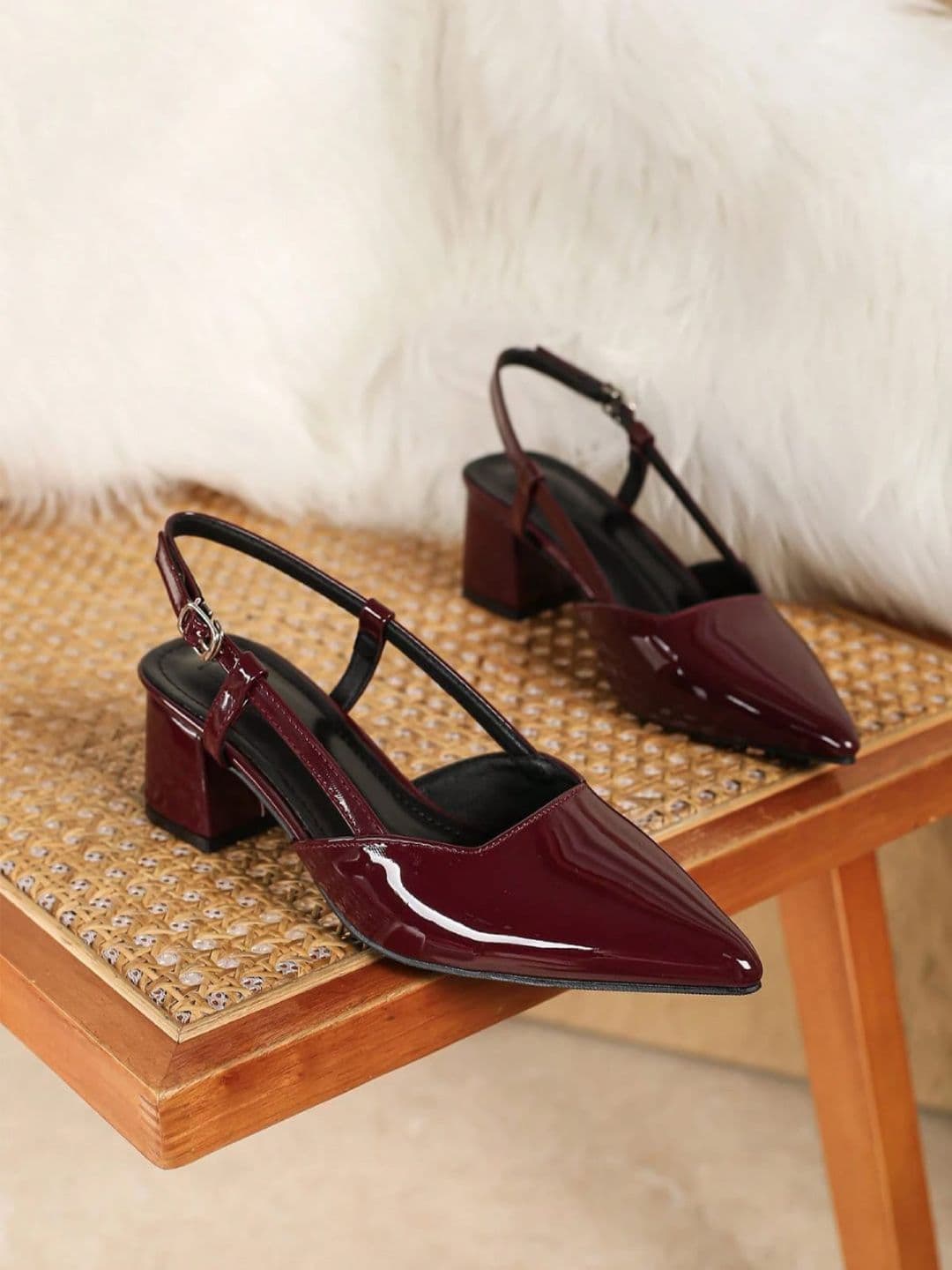 KLEXIO Block Sandals Pointed Toe With Buckles - view 1
