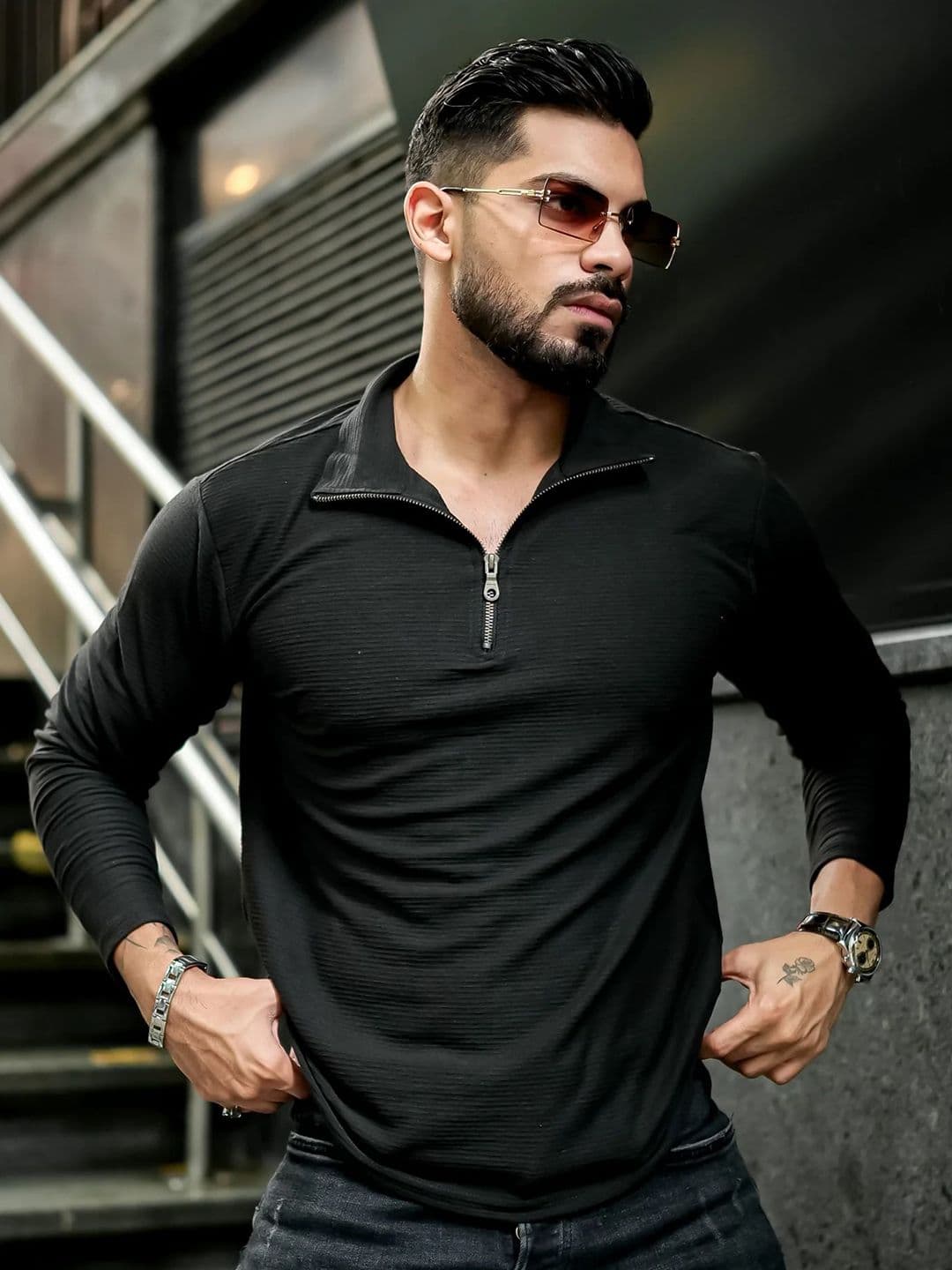 Kasendra Men Solid Polo Collar Cotton T-shirt - view 1