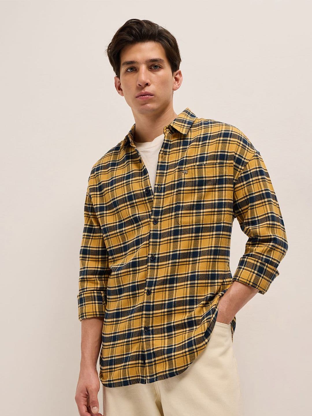 THE BEAR HOUSE Men Relaxed Fit Tartan Checked Spread Collar Cotton Casual Shirt - view 1