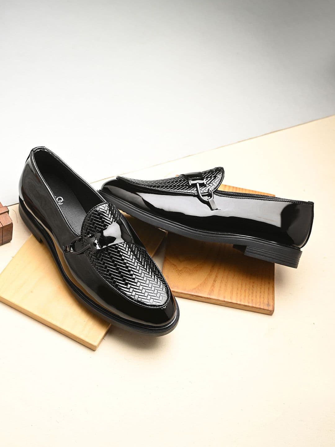 House of Pataudi Men Textured Slip-On Formal Loafers - view 1