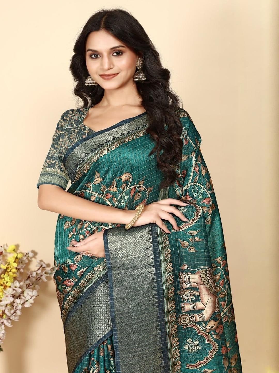 SSHAGUN LIFESTYLE Batik Woven Design Zari Silk Cotton Saree - view 1