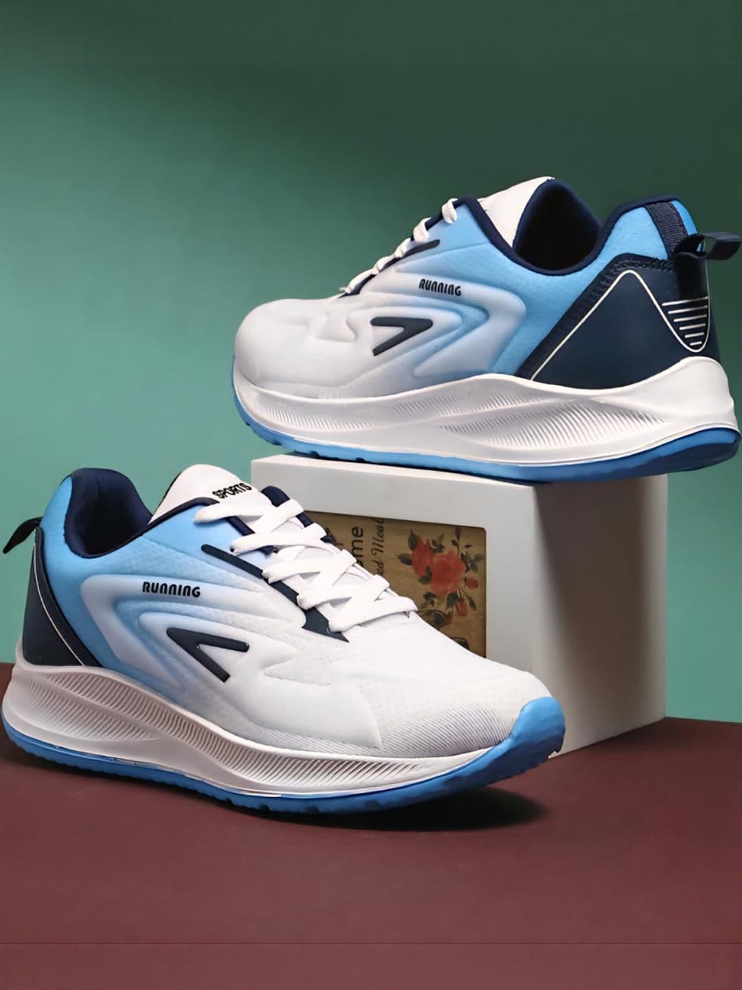 SZN Men Blue And White Mesh Lace-Ups Comfort Casual Walking Shoes - view 1