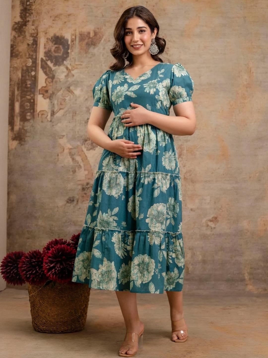 Machla Women Floral Printed Maternity Anarkali Kurta - view 1