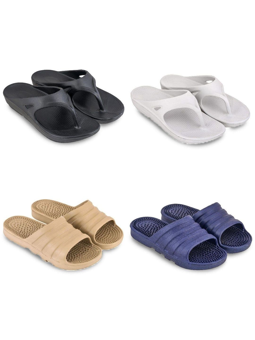 Feel alive Set Of 4 Ultra-Comfortable & Lightweight Thong Flip-Flops & Sliders - view 1