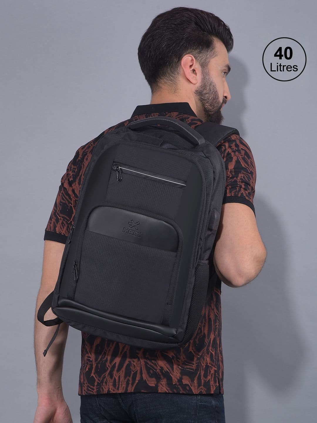 HRX by Hrithik Roshan Unisex Black Backpack with Rain Cover & Reflective Strip 23L - view 1