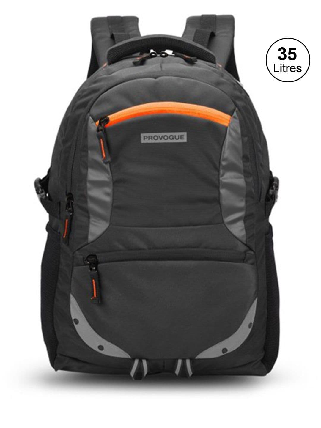 Provogue Unisex Black & Grey Brand Logo Backpack With Reflective Strip 31L - view 1