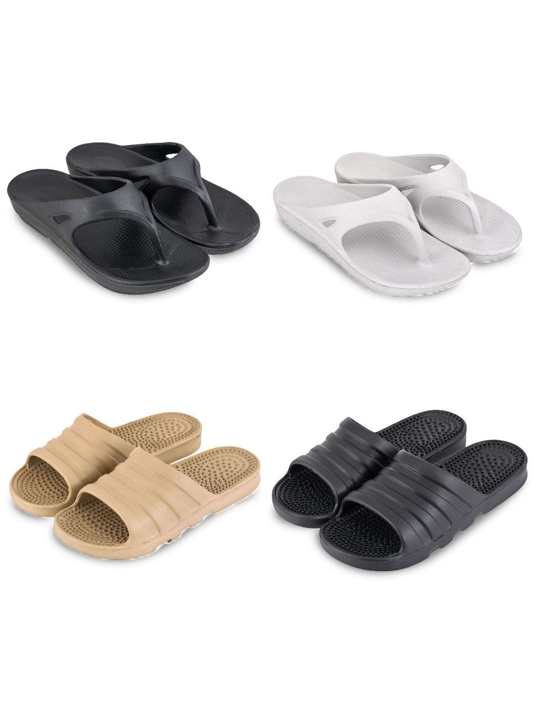 Feel alive Set Of 4 Ultra-Comfortable & Lightweight Thong Flip-Flops & Sliders - view 1