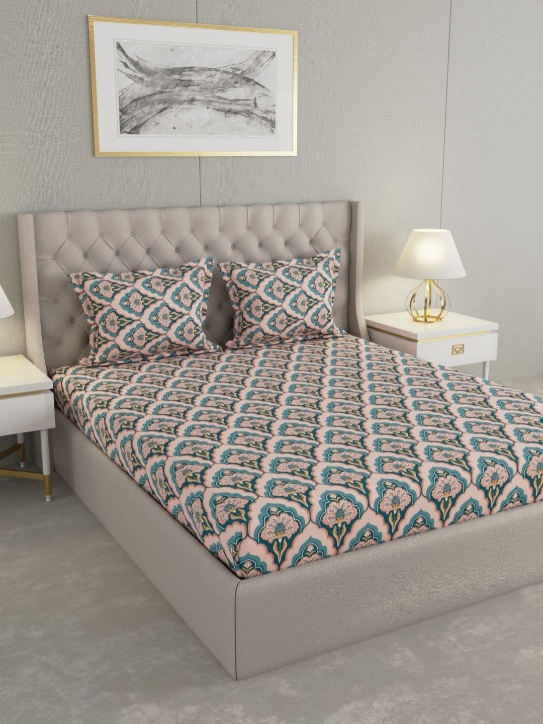 Raymond Home Lush Petal Pink Printed Microfiber 110 TC Queen Bedsheet Set 2.25 m x 2.2 m - view 1