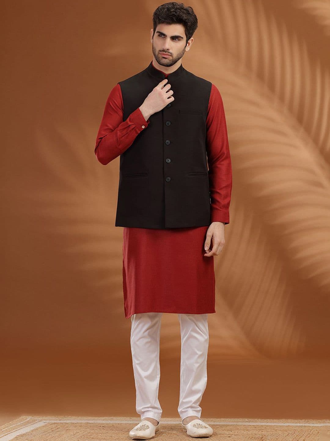 Greenfibre Mandarin Collar Regular Fit Nehru Jacket - view 1