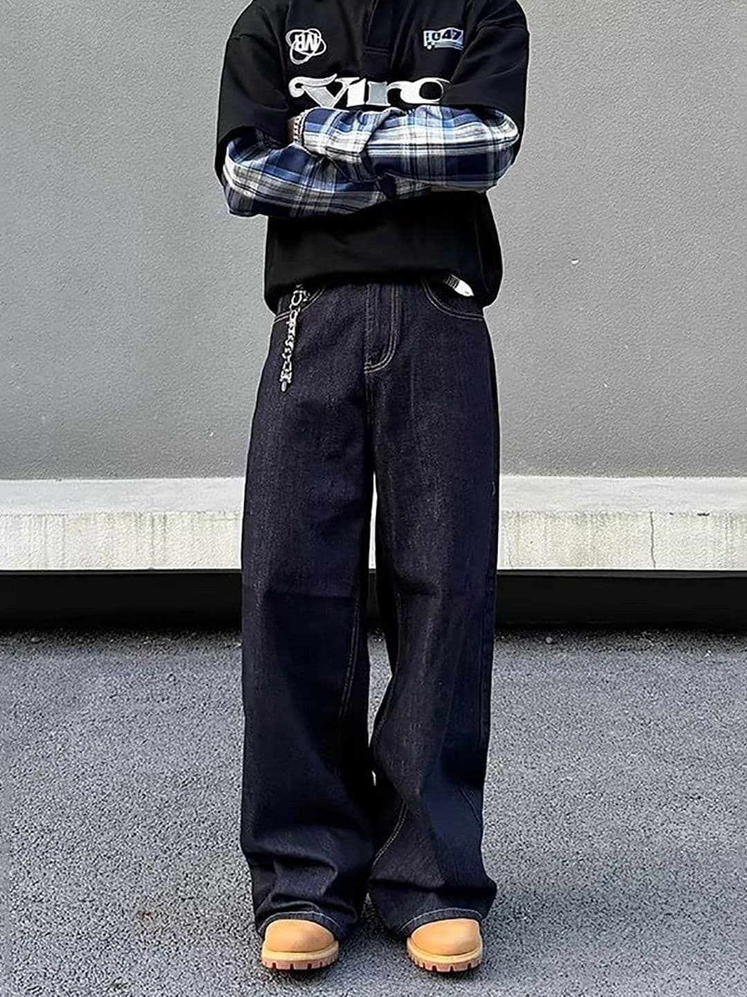StyleCast Men Comfort Wide Leg Mid-Rise Cotton Stretchable Jean