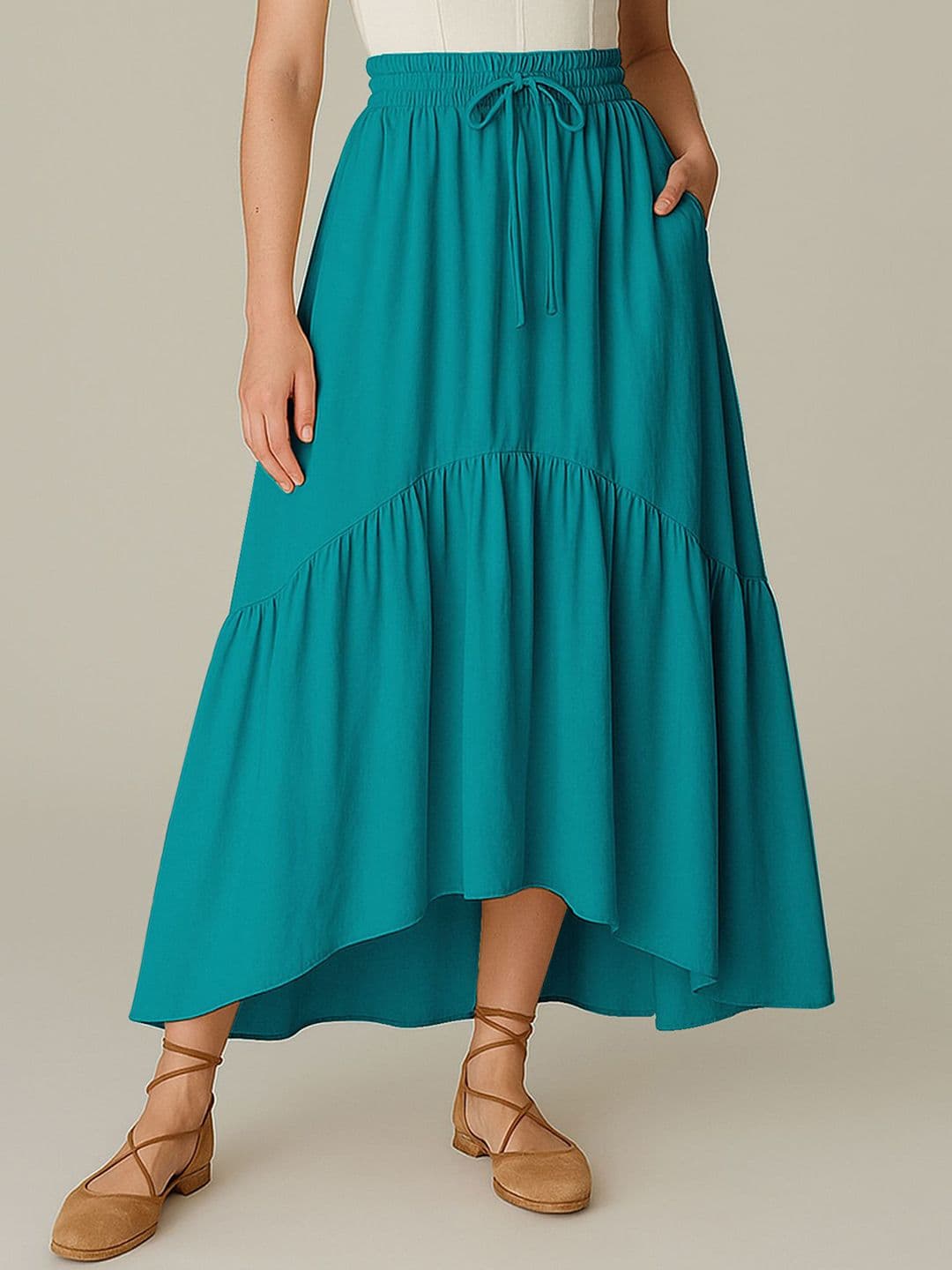 Moomaya Renaissance Style Tiered Maxi Skirt With Pockets - view 1