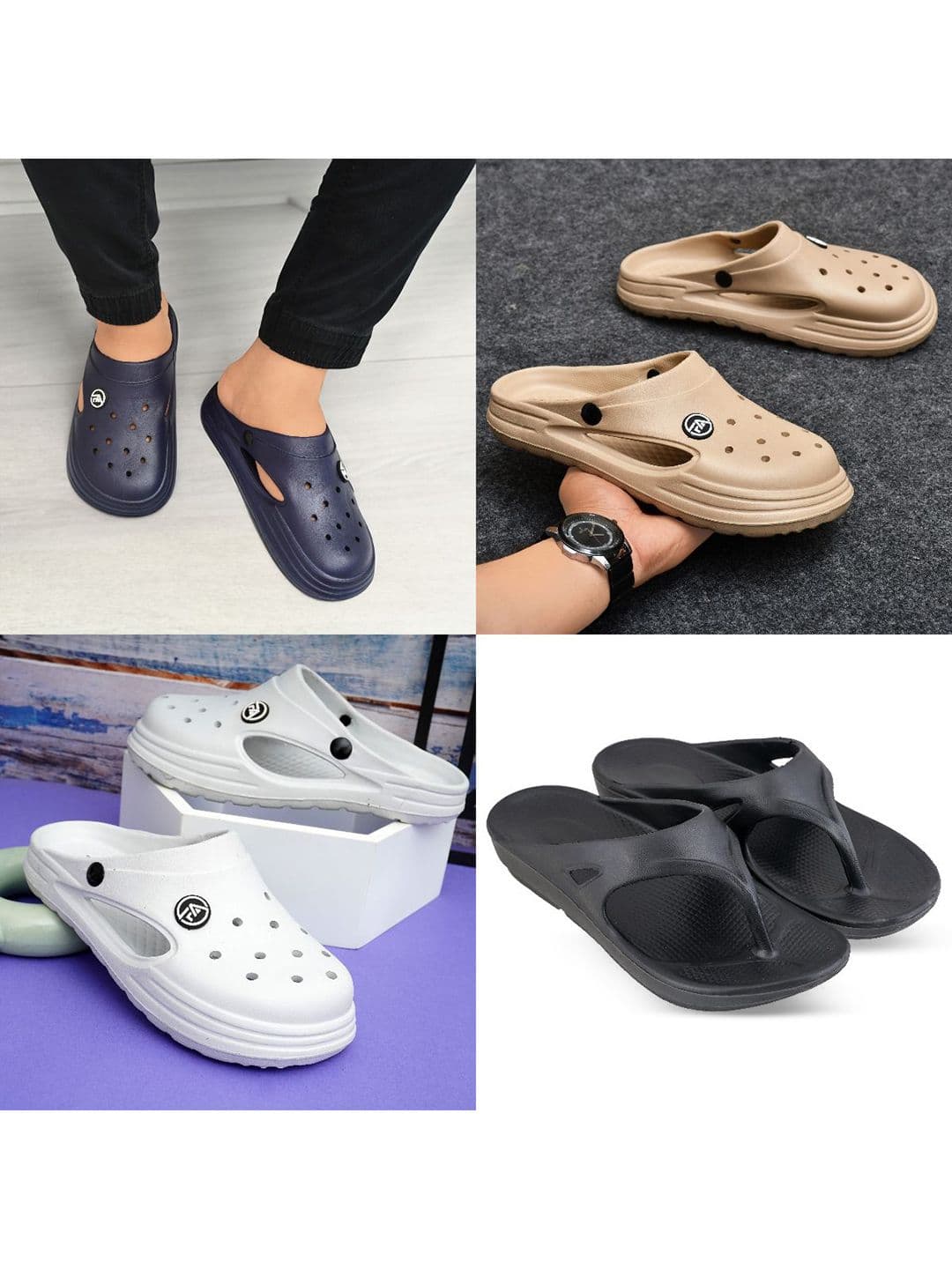 Feel alive Set Of 4 Ultra-Comfortable & Lightweight Thong Flip-Flops & Clogs - view 1