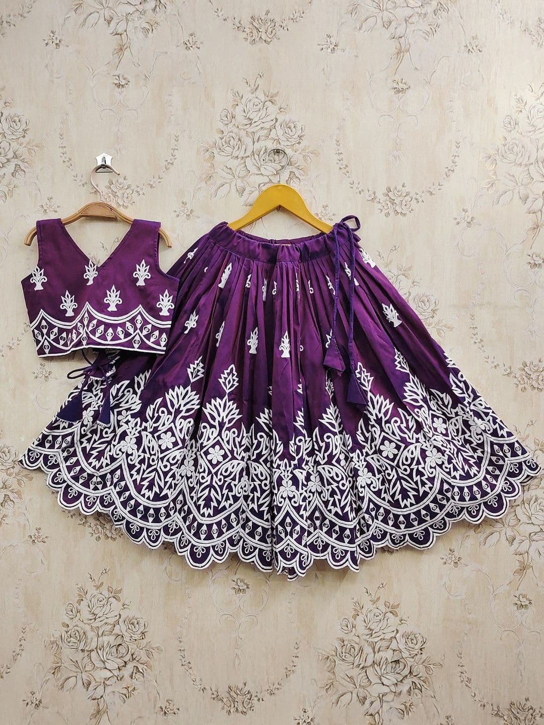 Helene Girls Floral Embroidered Thread Work Ready to Wear Lehenga & Blouse - view 1