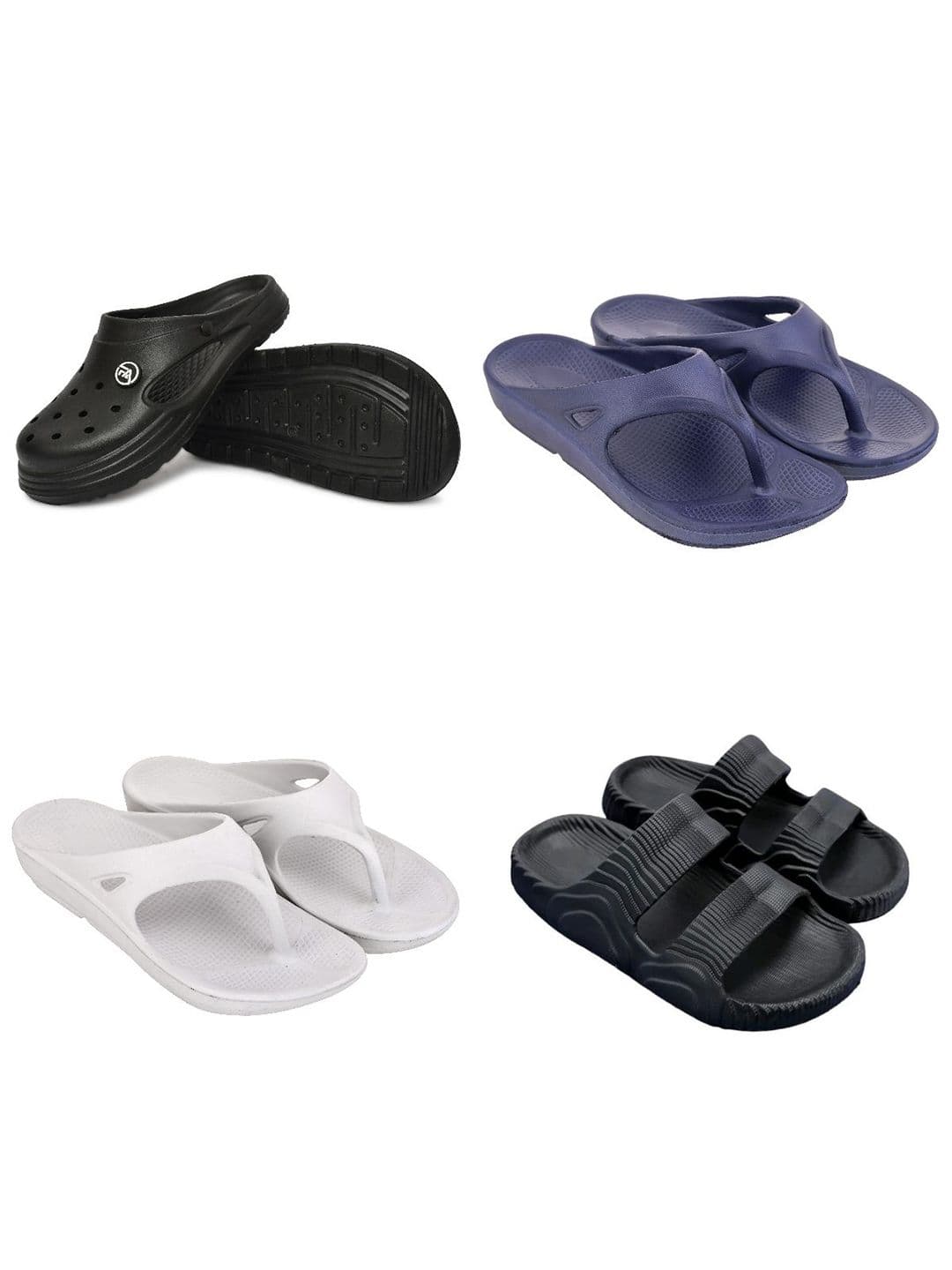 Feel alive Men Set of 4 Self Design Clogs Flip Flops - view 1