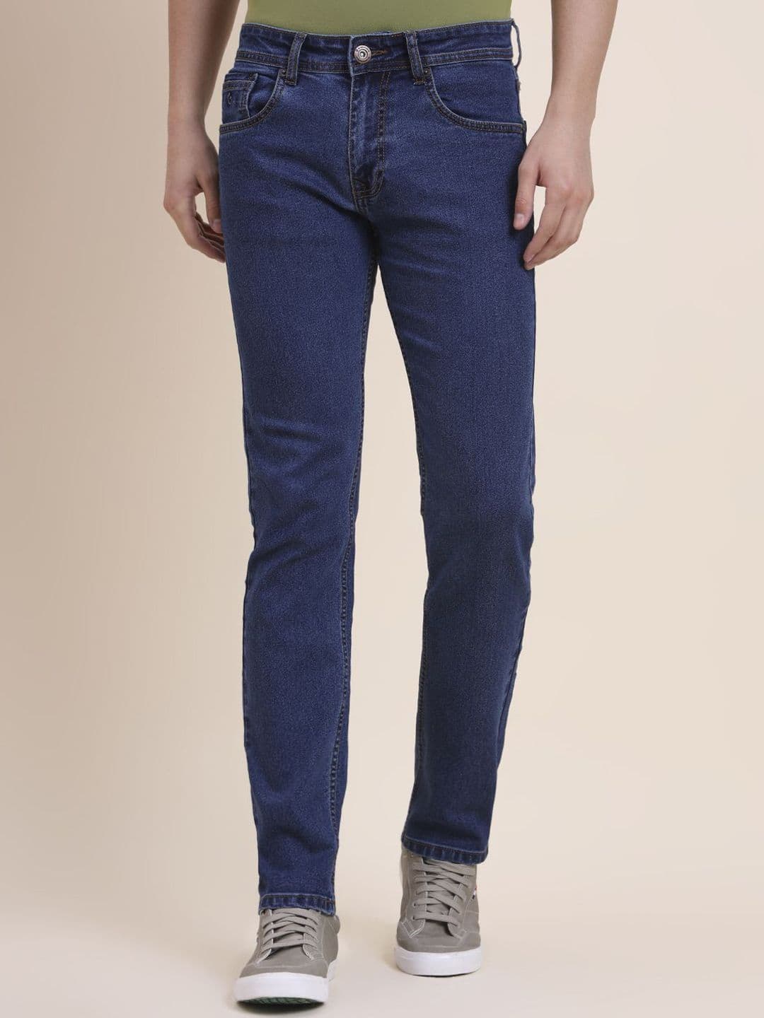 Greenfibre Men Slim Fit Mid-Rise Clean Look Non Stretchable Cotton Jeans - view 1