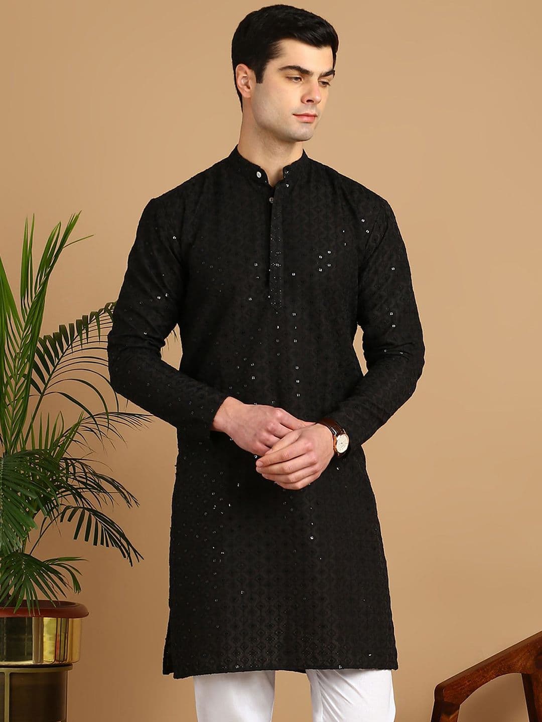 LADY BERRY Men Ethnic Motifs Embroidered Festive Straight Kurta - view 1
