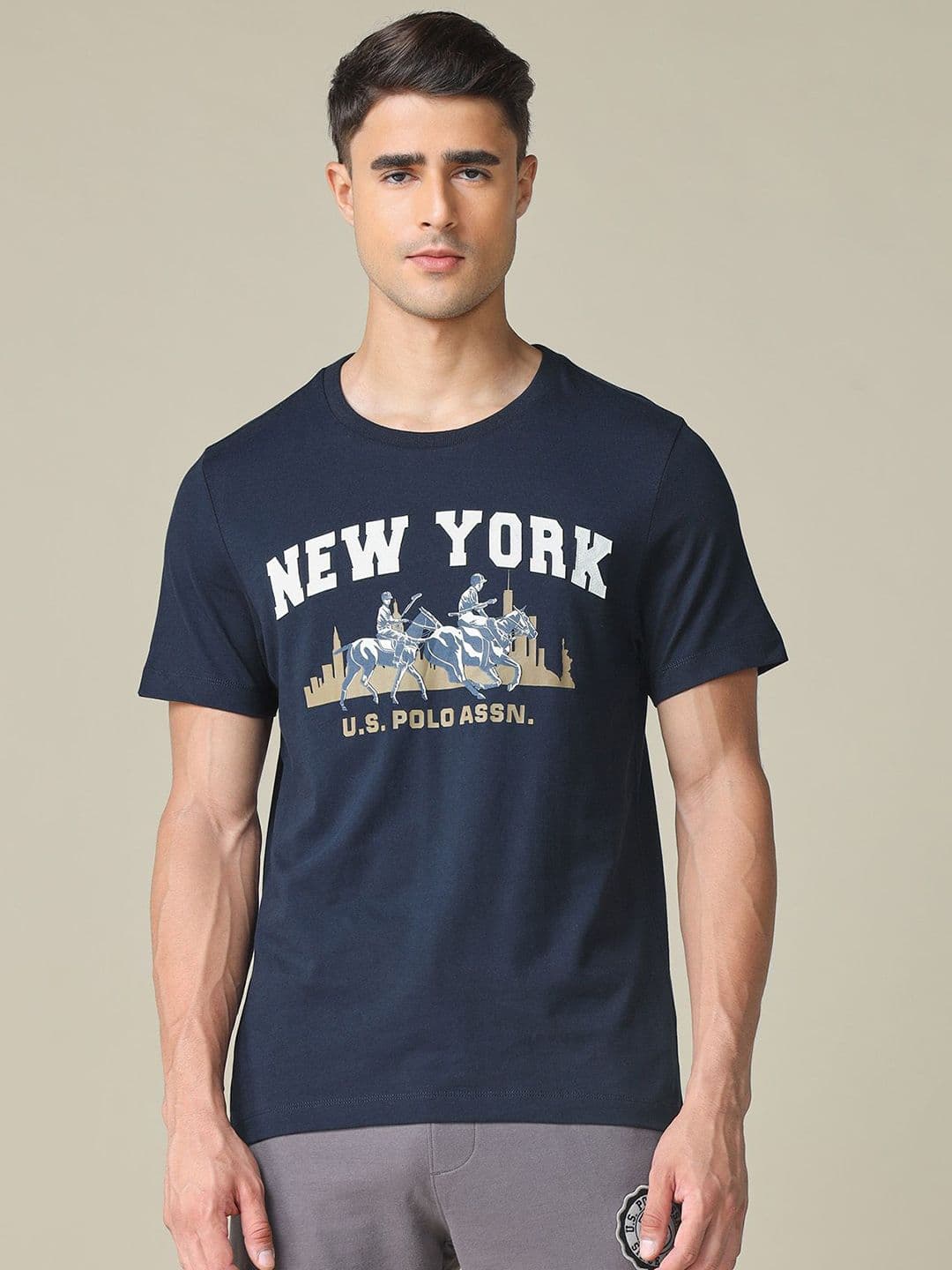 U.S. Polo Assn. Denim Co. Graphic Printed Round Neck Cotton T-shirt - view 1