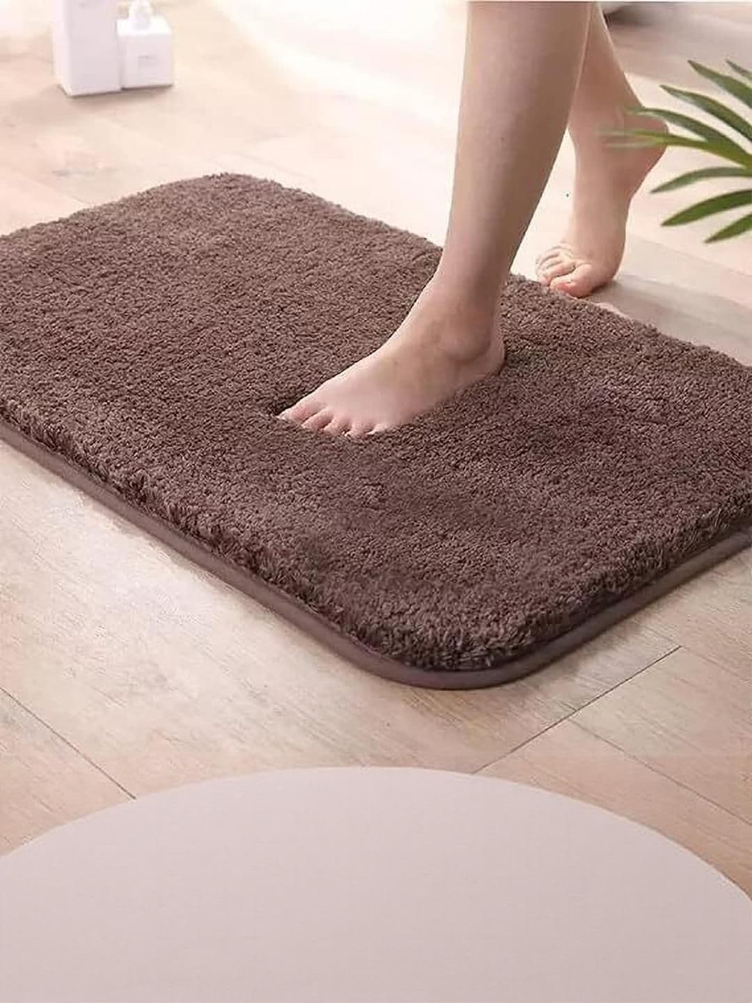 CROWN MATTINGS Brown 1400 GSM Microfibre Bath Rugs - view 1