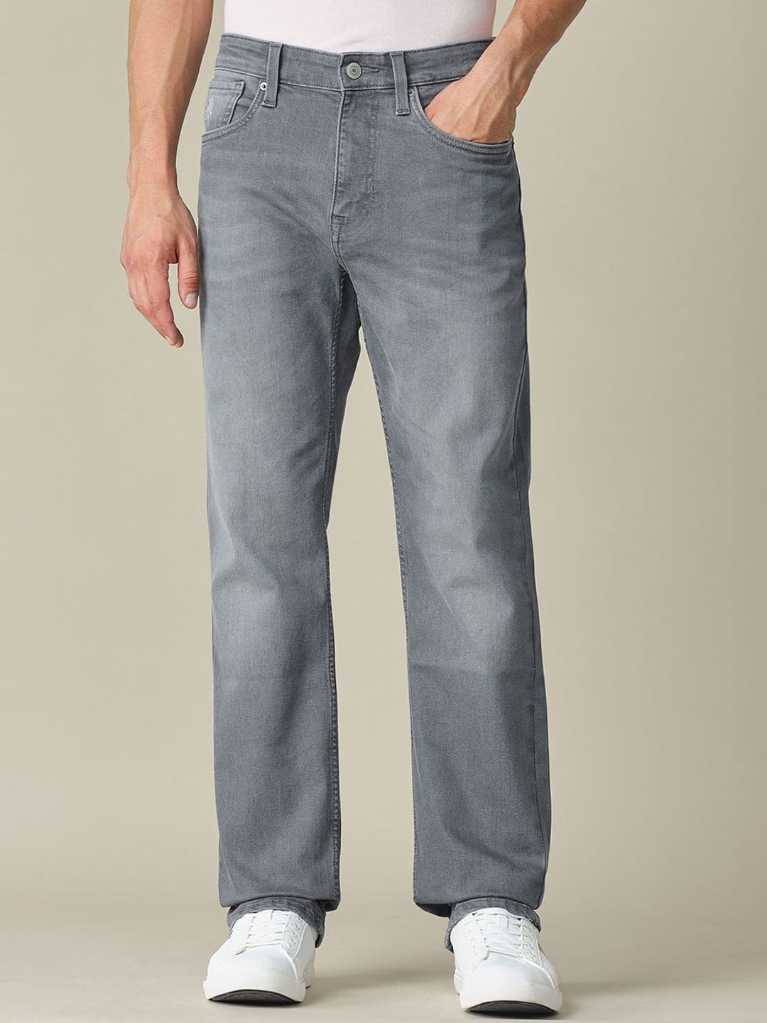 U.S. Polo Assn. Denim Co. Men Straight Fit Mid-Rise Light Fade Stretchable Jeans - view 1