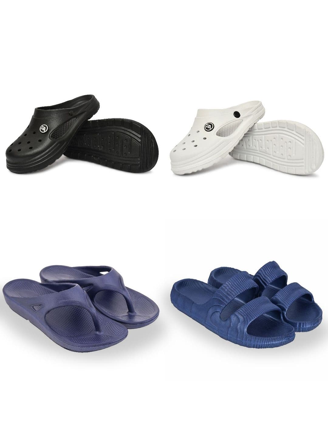 Feel alive Men Set of 4 Self Design Clogs Flip Flops - view 1