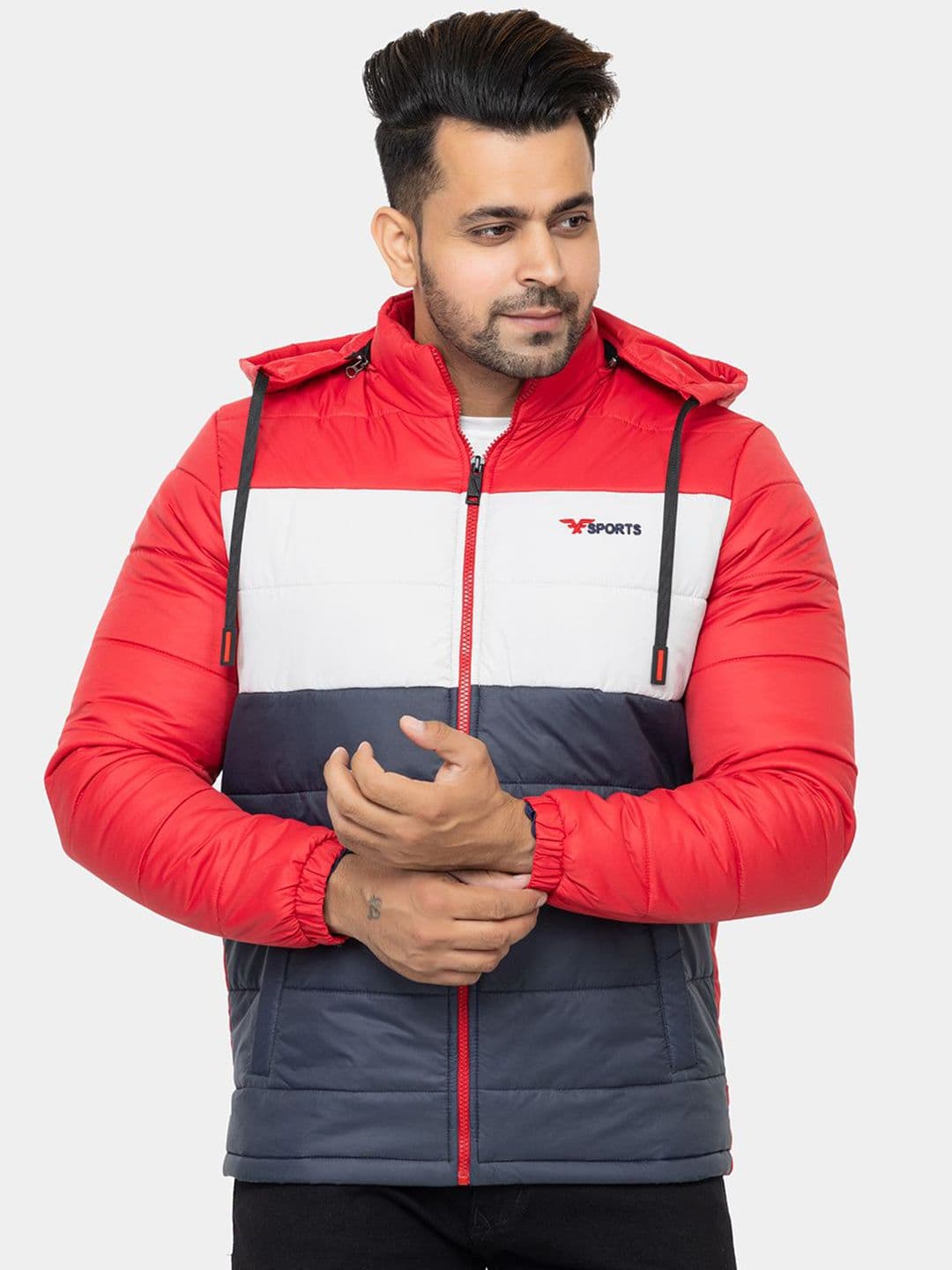 STYLOPLEX Men Hooded Colourblocked Puffer Jacket - view 1