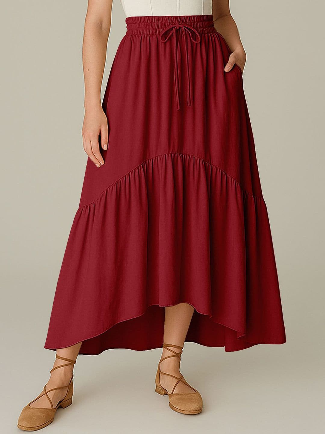 Moomaya Women Renaissance Flared Midi Skirt With Pockets - view 1