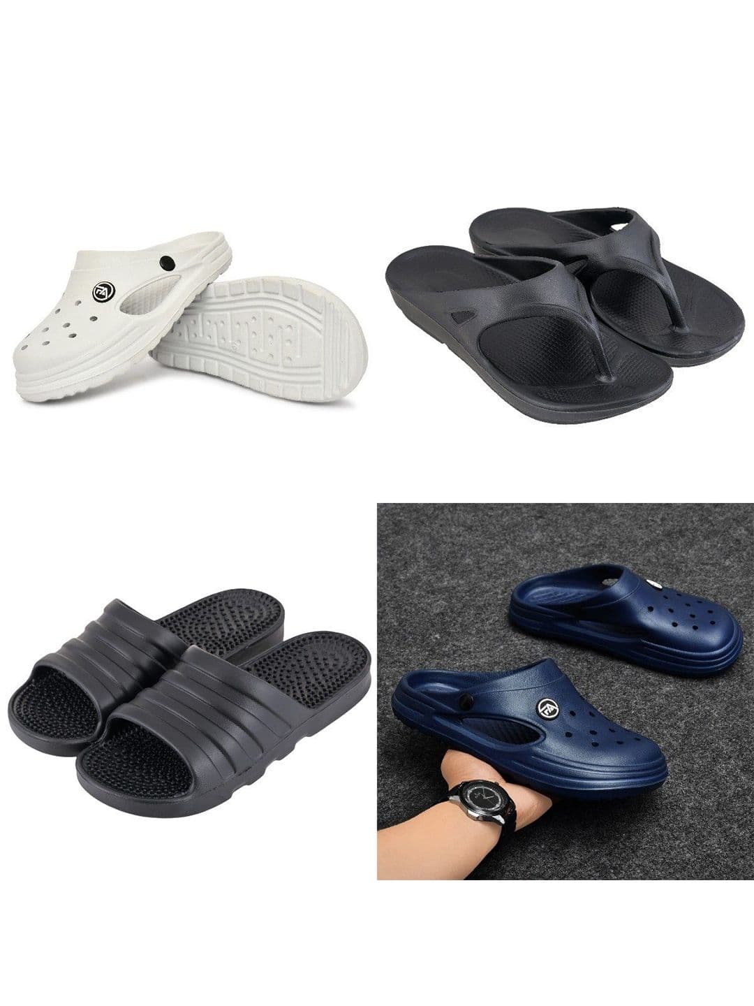 Feel alive Men Pack Of 4 Self Design Sliders Ultra-Comfortable And Lightweight Flip Flops - view 1