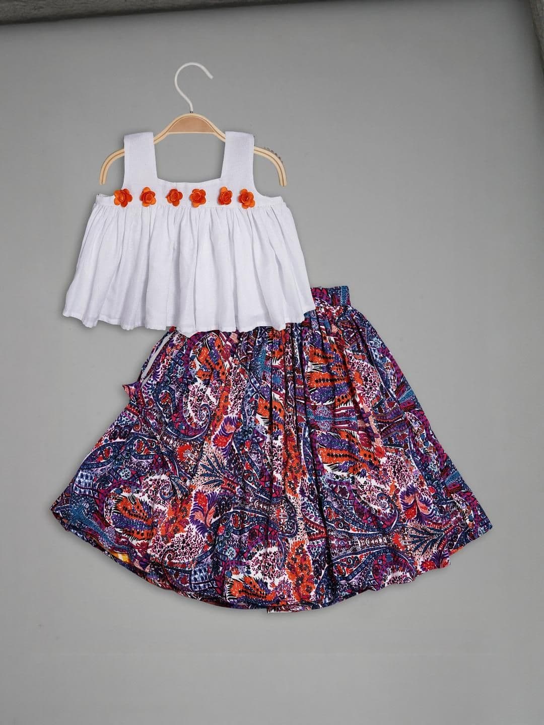 IRSIA Girls Paisley Printed Lehenga Choli Set With Reel Flover - view 1
